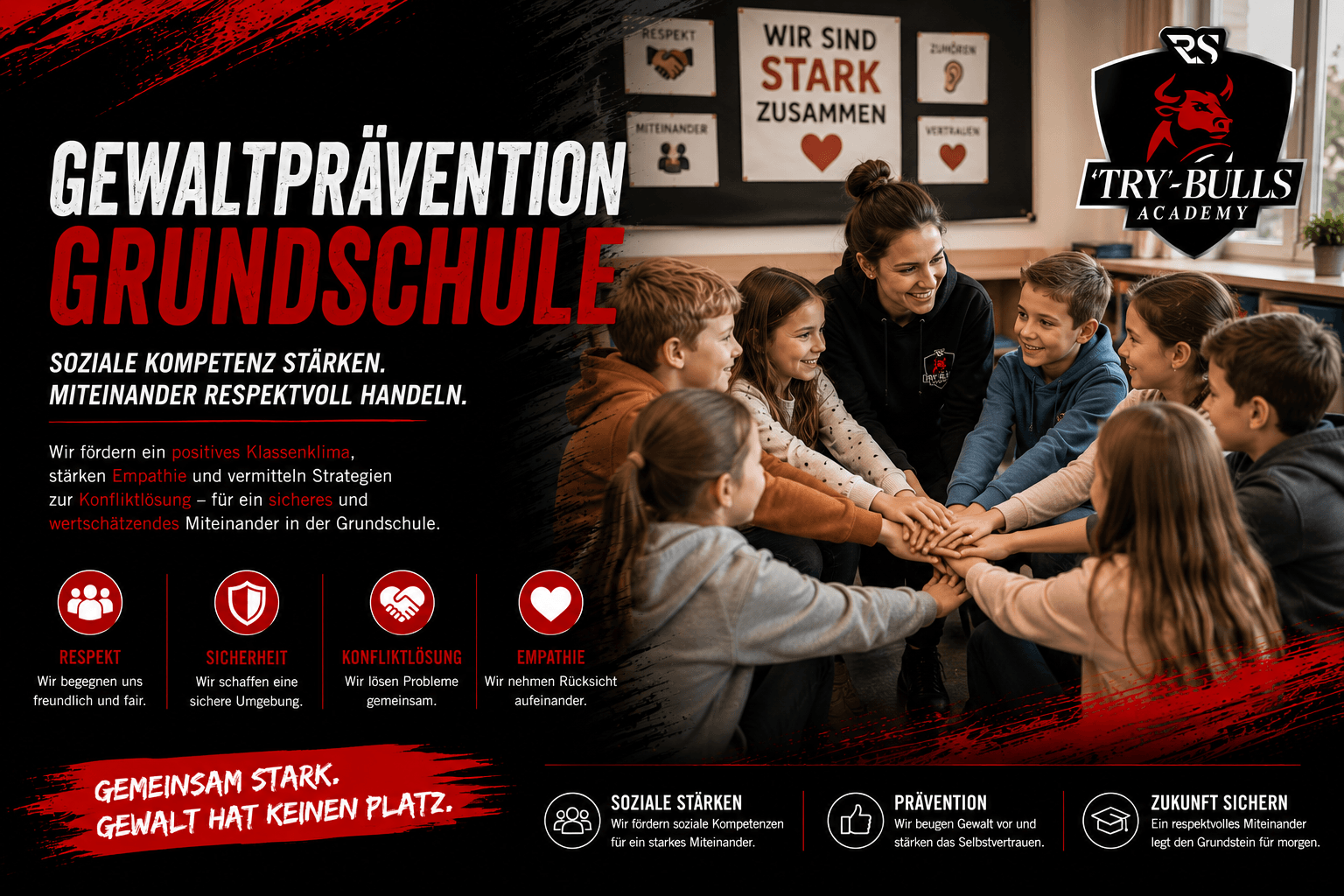 Gewaltprävention Grundschule mit der TRY-BULLS Academy