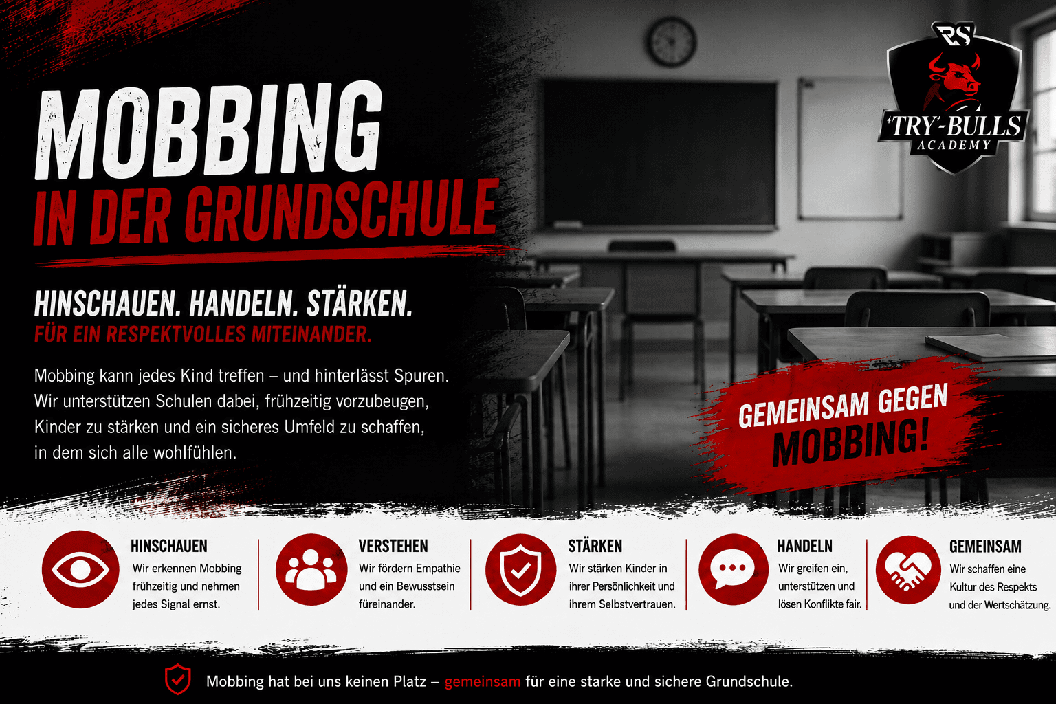 Mobbing in der Grundschule erkennen und mit der TRY-BULLS Academy vorbeugen