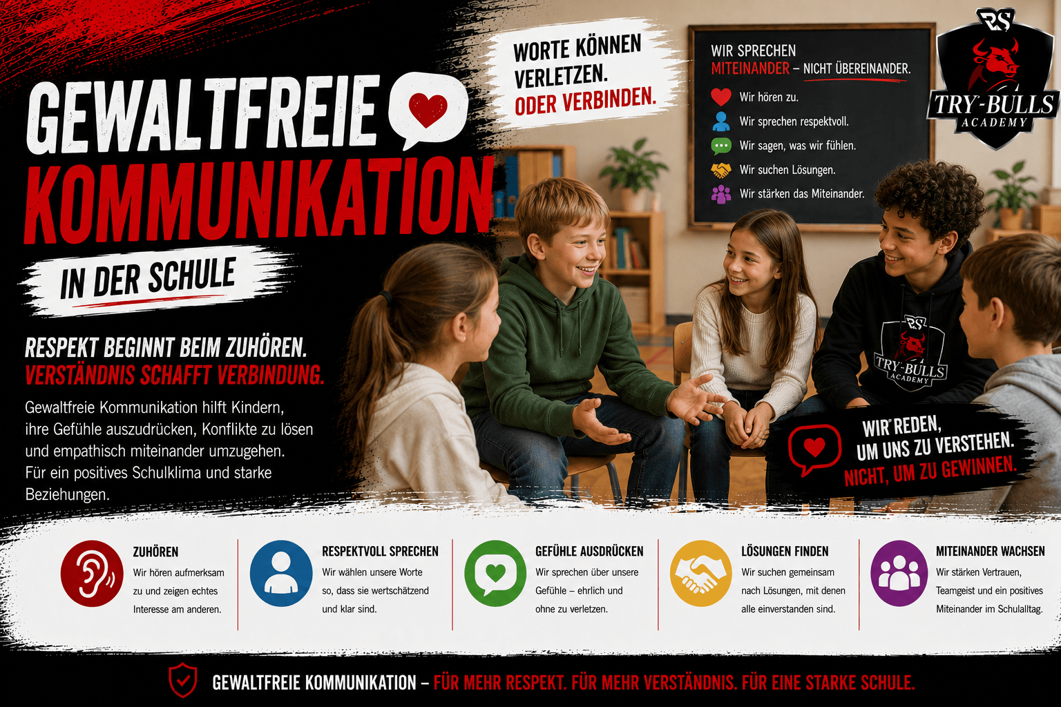 Gewaltfreie Kommunikation Schule mit Respekt, Empathie und Konfliktlösung durch die TRY-BULLS Academy
