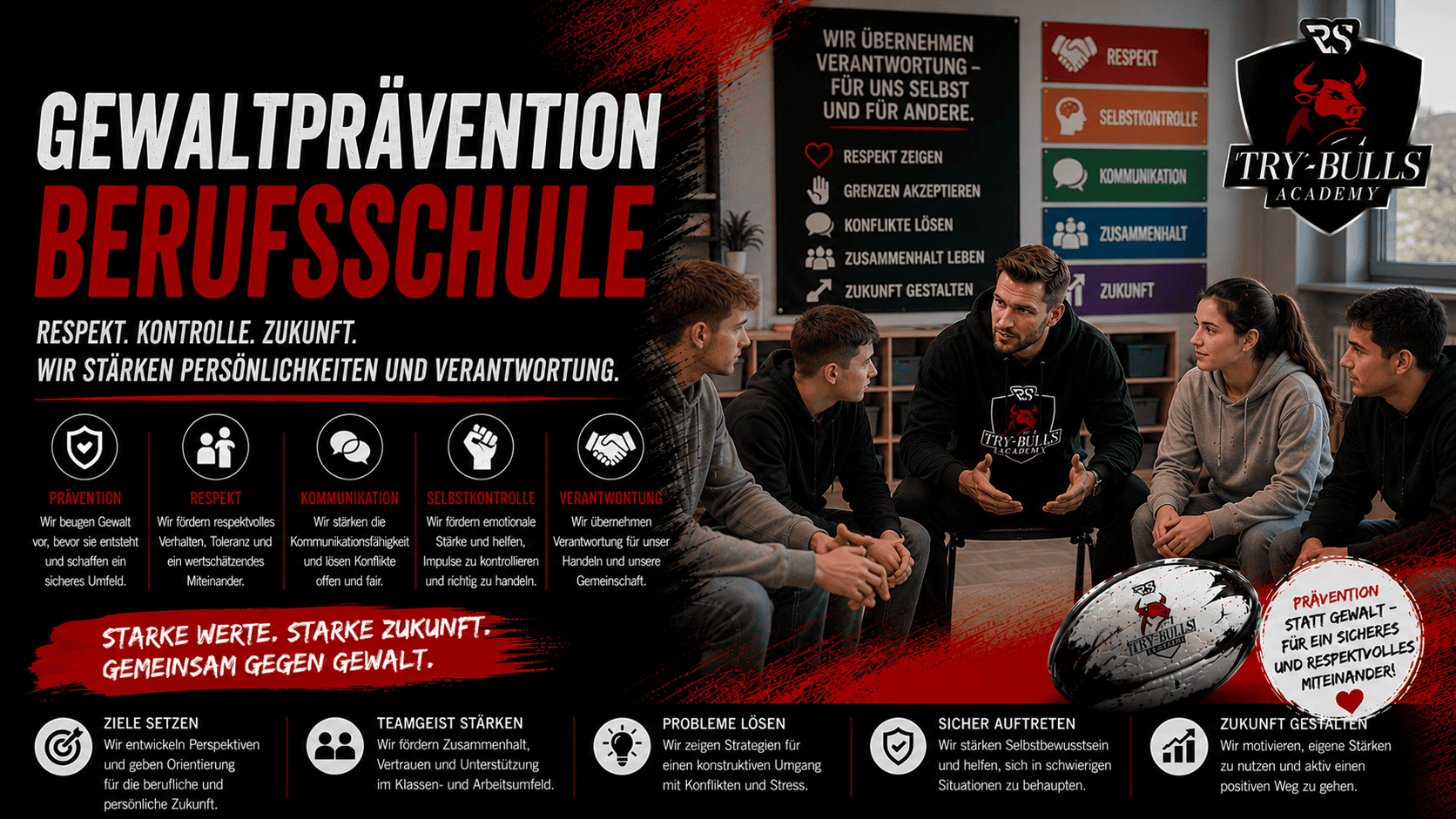 Gewaltprävention Berufsschule mit der TRY-BULLS Academy