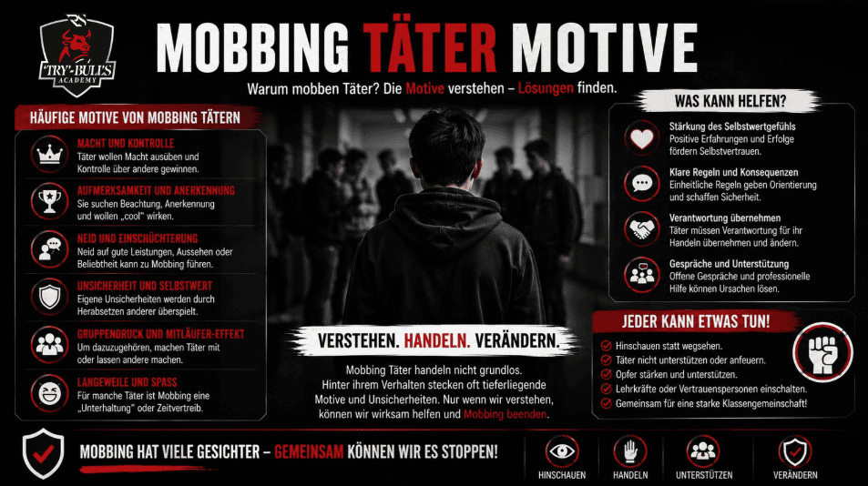 Mobbing Täter Motive in der Schule – Macht, Anerkennung, Unsicherheit und Gruppendruck verstehen