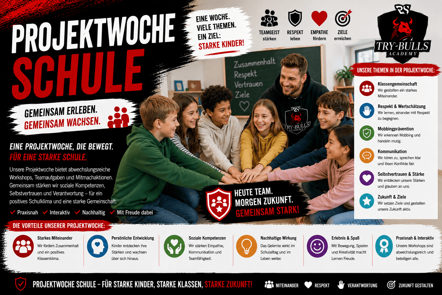 Projektwoche für Schulen mit der TRY-BULLS Academy
