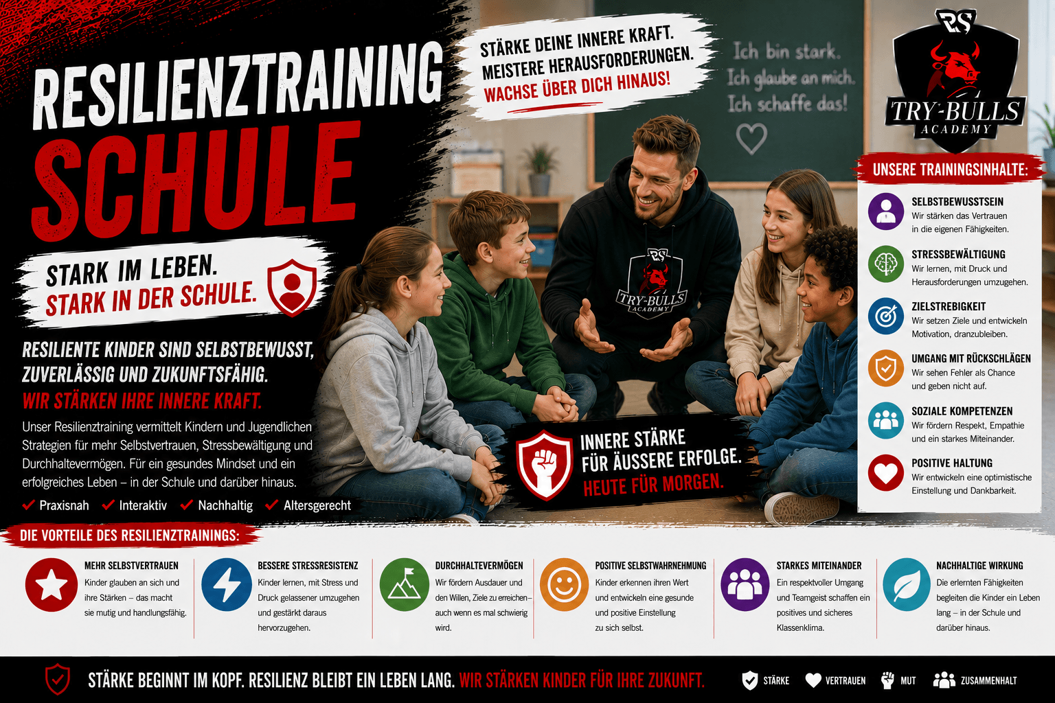 Resilienztraining für Schulen mit der TRY-BULLS Academy