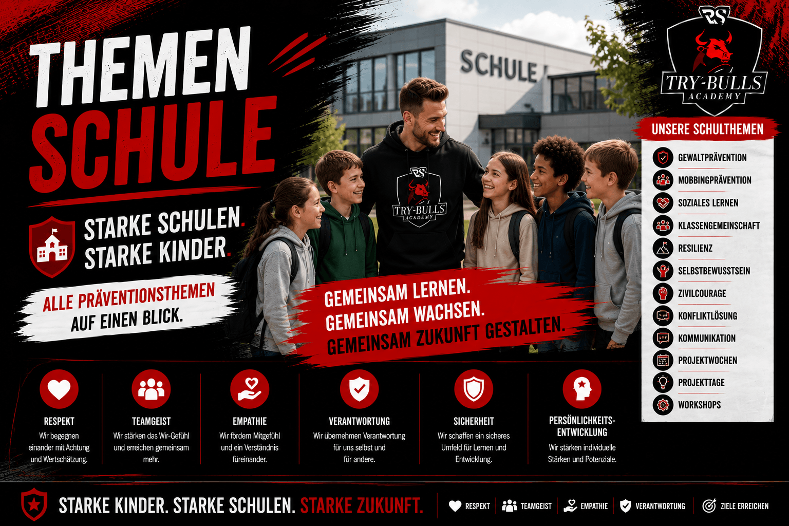 Themen für Schulen mit der TRY-BULLS Academy
